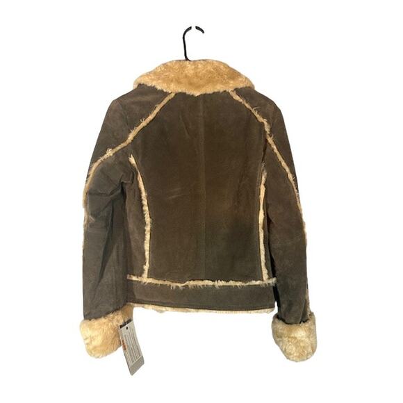 Wilsons Leather Brown Suede Leather Fur Trim Full Zip Jacket Women Sz XS - Picture 2 of 13